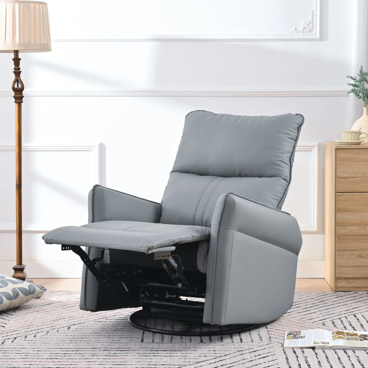 360° Modern Small Rocking Swivel Recliner Chair With Side Pocket - Furniture Home Direct