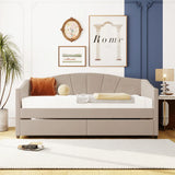 Upholstered Daybed With Two Drawers And Wood Slat - Furniture Home Direct