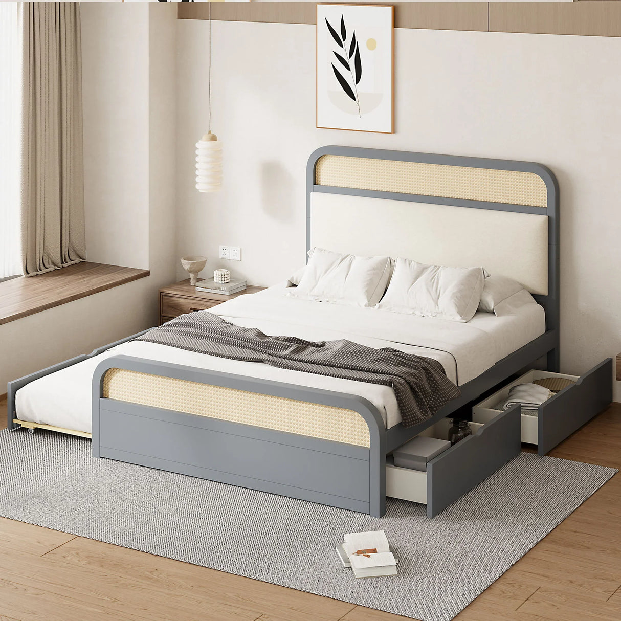 Platform Bed With Trundle And 2 Drawers - Furniture Home Direct