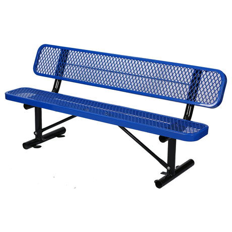 6' Outdoor Steel Bench With Backrest - Furniture Home Direct