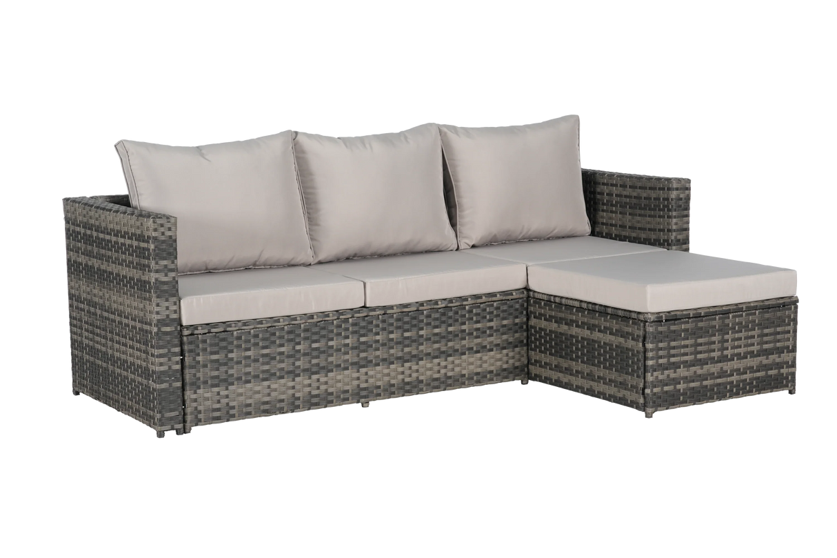 6 Piece Wicker Patio Set With Glass Table - Furniture Home Direct