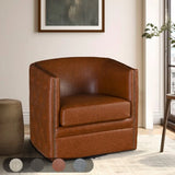 Swivel Chair With Tufted Barrel Design And Nailhead Accents - Furniture Home Direct