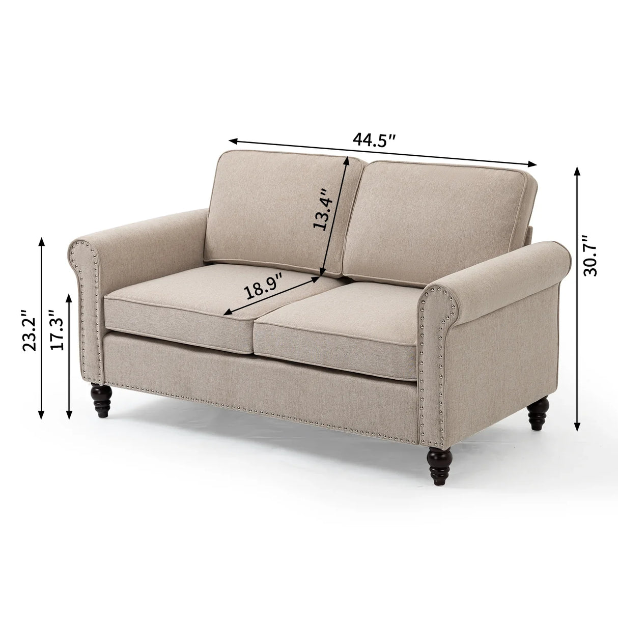 Transitional Upholstered Loveseat - Light Beige - Furniture Home Direct