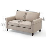 Transitional Upholstered Loveseat - Light Beige - Furniture Home Direct