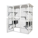 Xpt018 Cat Cage Box Lovely House Cute Pet Play Speace Wooden Medium - White - Furniture Home Direct