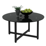 JWS Round Glass Coffee Table, Clear Coffee Table, Modern Side Center Tables For Living Room - Furniture Home Direct