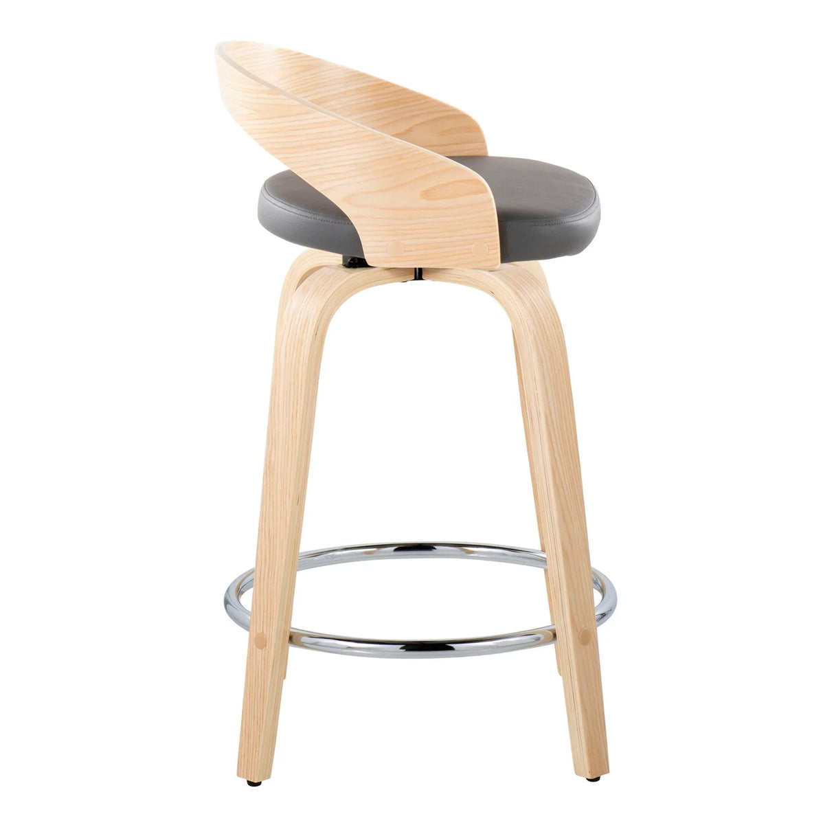 Grotto - Contemporary Fixed Height Counter Stool & Swivel, Round Footrest (Set of 2) - Furniture Home Direct