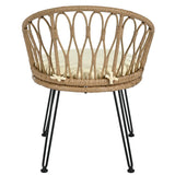 Outdoor Rattan Bistro Set With Glass Top Cushions Beige - Furniture Home Direct