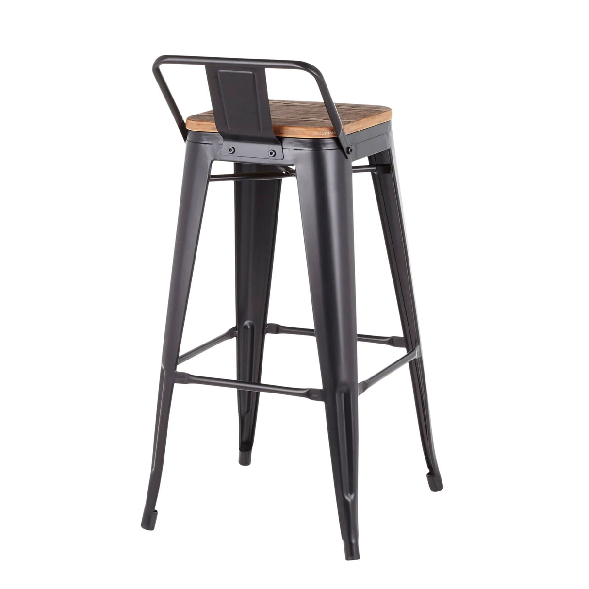 Oregon - Industrial Low Back Barstool (Set of 2) - Black - Furniture Home Direct