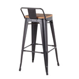 Oregon - Industrial Low Back Barstool (Set of 2) - Black - Furniture Home Direct