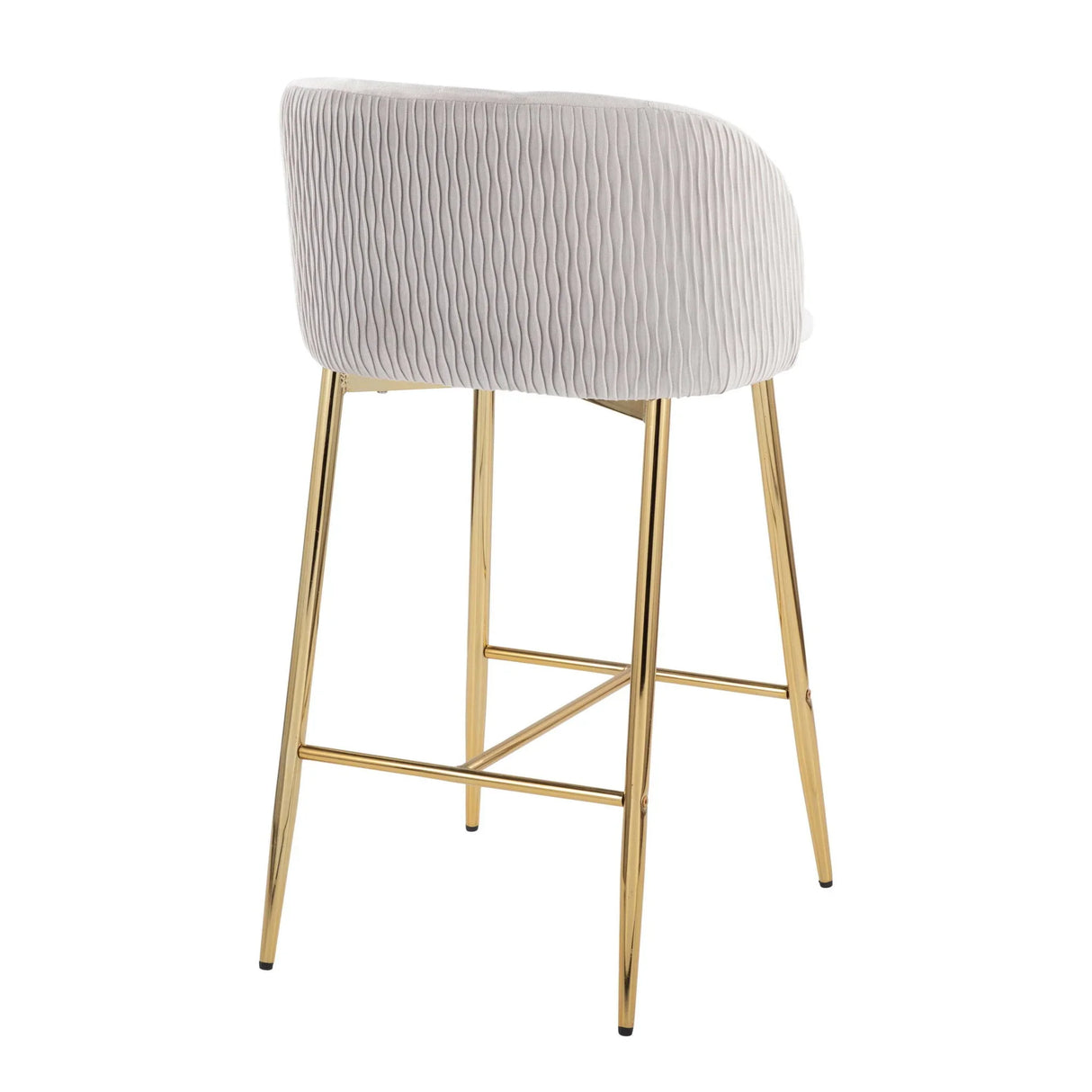 Fran - Pleated Waves Contemporary / Glam Fixed Height Counter Stool (Set of 2) - Furniture Home Direct