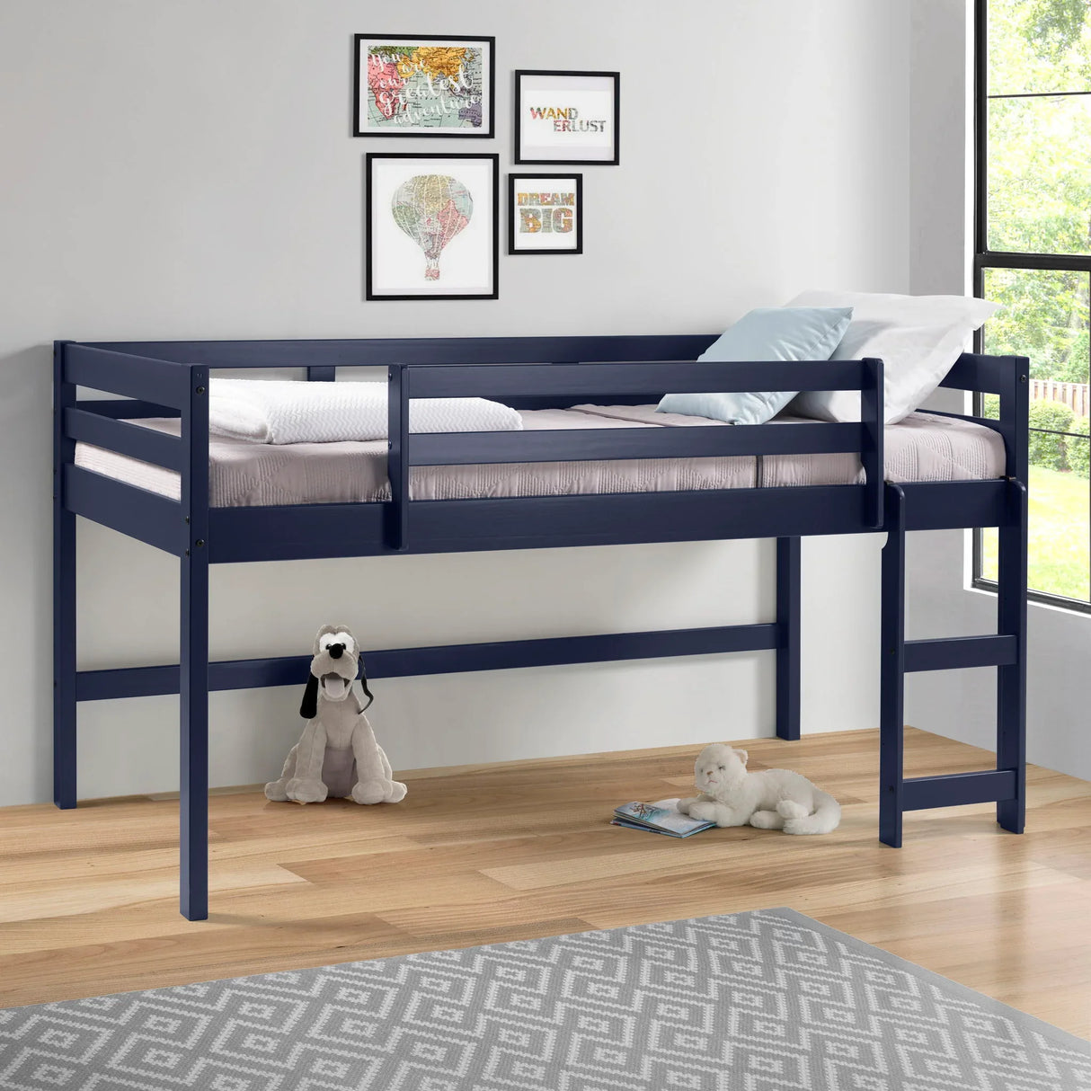 Lara - Twin Loft Bed - Navy Blue - Furniture Home Direct