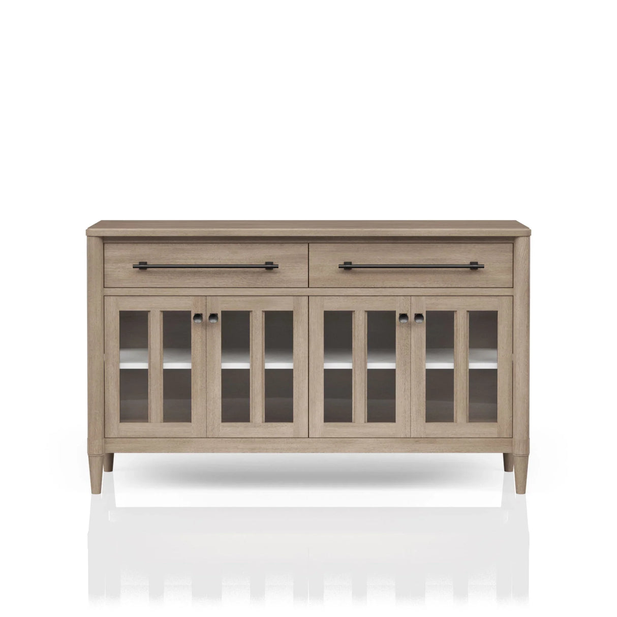 Power Ready - Buffet With Glass Cabinet Doors - Sand - Furniture Home Direct