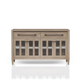 Power Ready - Buffet With Glass Cabinet Doors - Sand - Furniture Home Direct