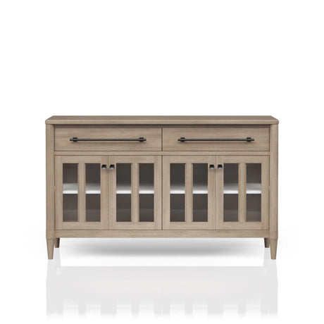 Power Ready - Buffet With Glass Cabinet Doors - Sand - Furniture Home Direct