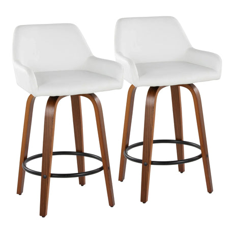 Daniella - Contemporary Fixed Height Counter Stool With Swivel With Round Footrest (Set of 2) - Furniture Home Direct