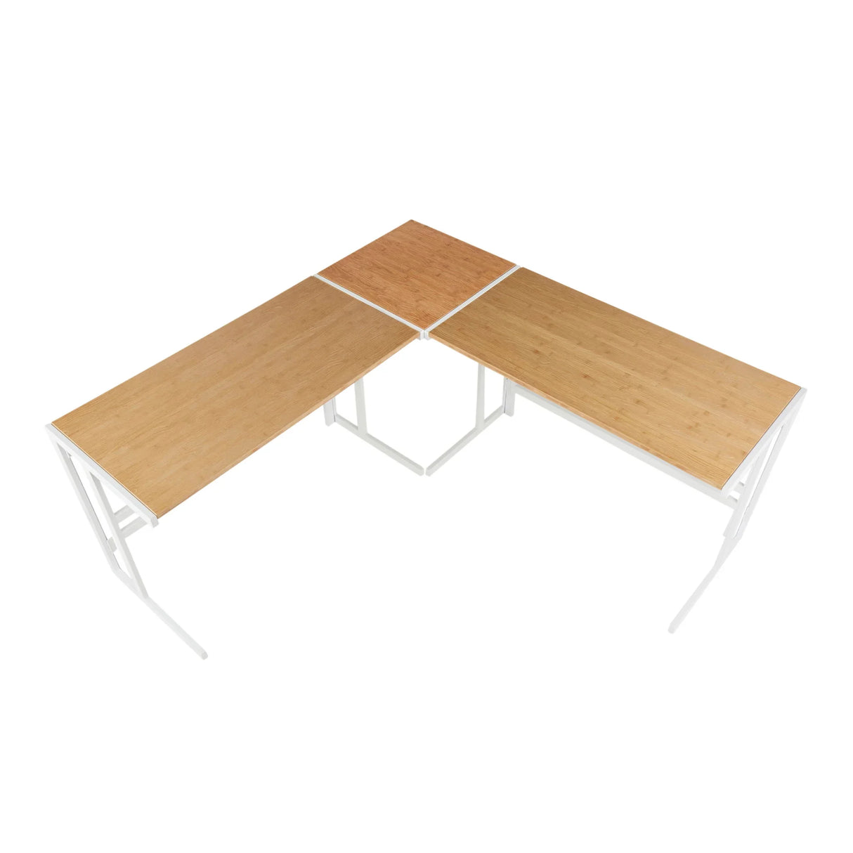 Roman - Industrial L Shaped Desk - White / Natural - Furniture Home Direct