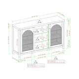 Transitional 2 Door Sideboard With Arched Rattan Panels - Furniture Home Direct