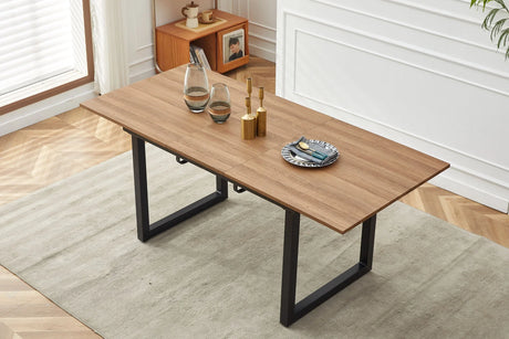 Square Extendable Dining Table With Metal Leg, Modern Space Saving Kitchen Table For Living Room - Furniture Home Direct
