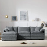 Modular Sectional With Deep And Wide Seat, Cloud Couch Set With Double Cushions Sofa With Movable Ottoman - Furniture Home Direct