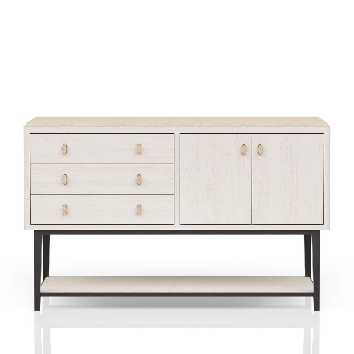Server With Metal Base - White - Furniture Home Direct