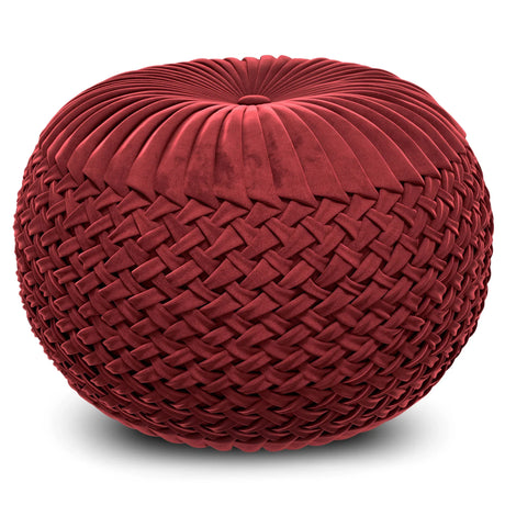 Grafton - Handcrafted Velvet Round Pouf - Furniture Home Direct