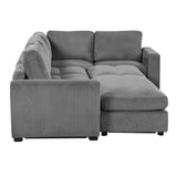 121.3" Modular Sectional Sofa with Two Movable Ottomans, Gray - Furniture Home Direct