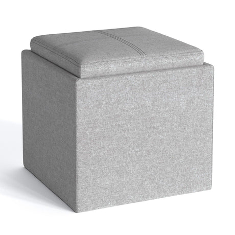 Rockwood - Upholstered Cube Storage Ottoman With Tray - Furniture Home Direct
