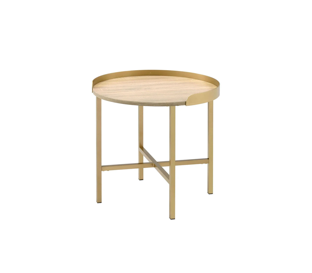 Mithea - End Table - Oak / Gold - Furniture Home Direct