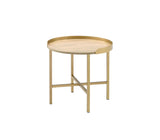 Mithea - End Table - Oak / Gold - Furniture Home Direct