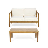 Outdoor Seating Set With Coffee Table And Loveseat - Teak