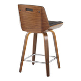 Corazza - Mid Century Modern Fixed Height Counter Stool With Swivel With Square Footrest (Set of 2) - Furniture Home Direct