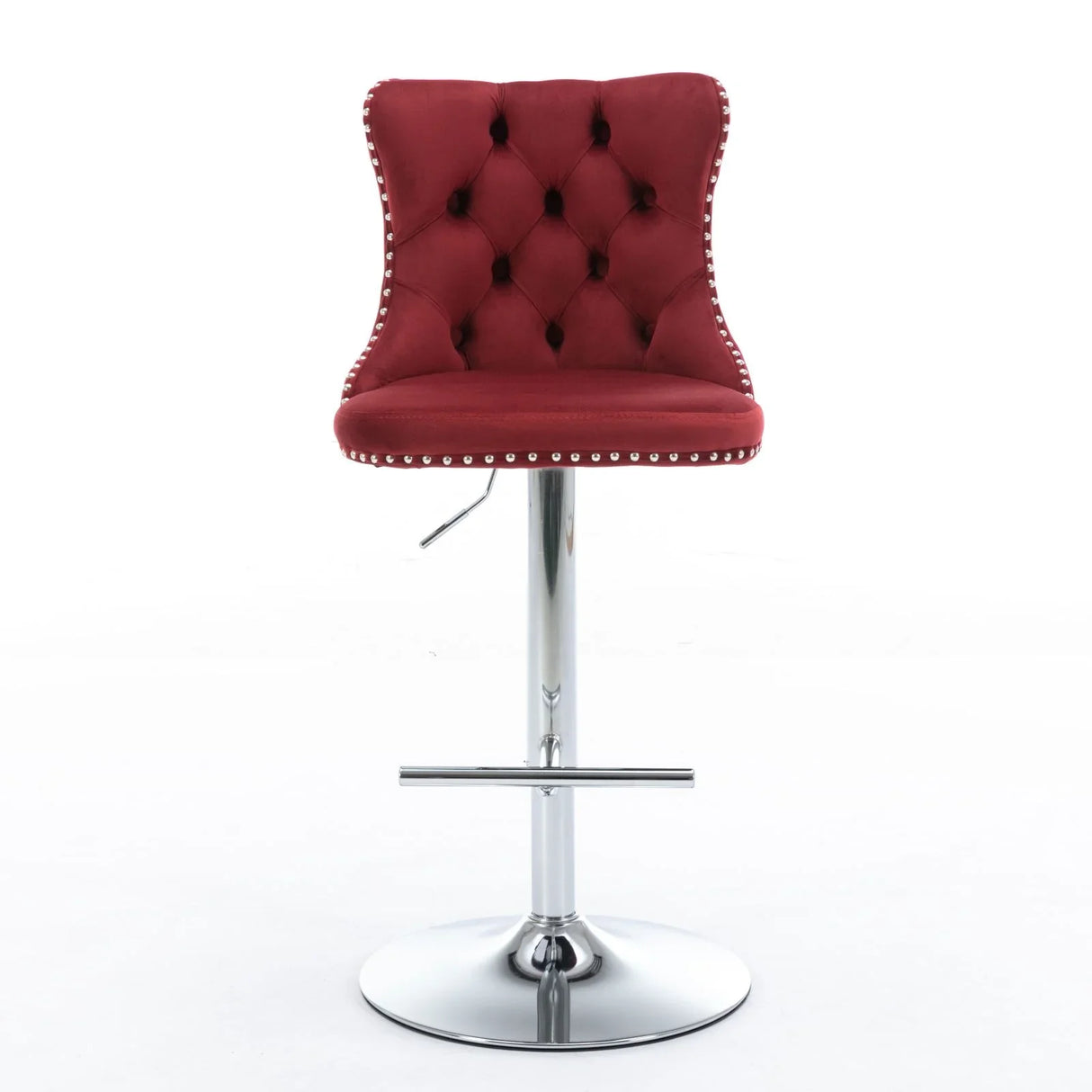 Swivel Velvet Barstools Adjusatble Seat Height From 25-33", Modern Upholstered Chrome Base Bar Stools With Backs Comfortable Tufted For Home Pub And Kitchen Island (Set of 2) - Furniture Home Direct