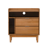 Mid-Century Modern Solid Wood 2 Drawer Gallery Nightstand - Furniture Home Direct