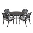 Stylish Outdoor 5 Piece Aluminum Dining Set With Cushion (4 Arm Chairs And Table) - Sandstorm - Furniture Home Direct