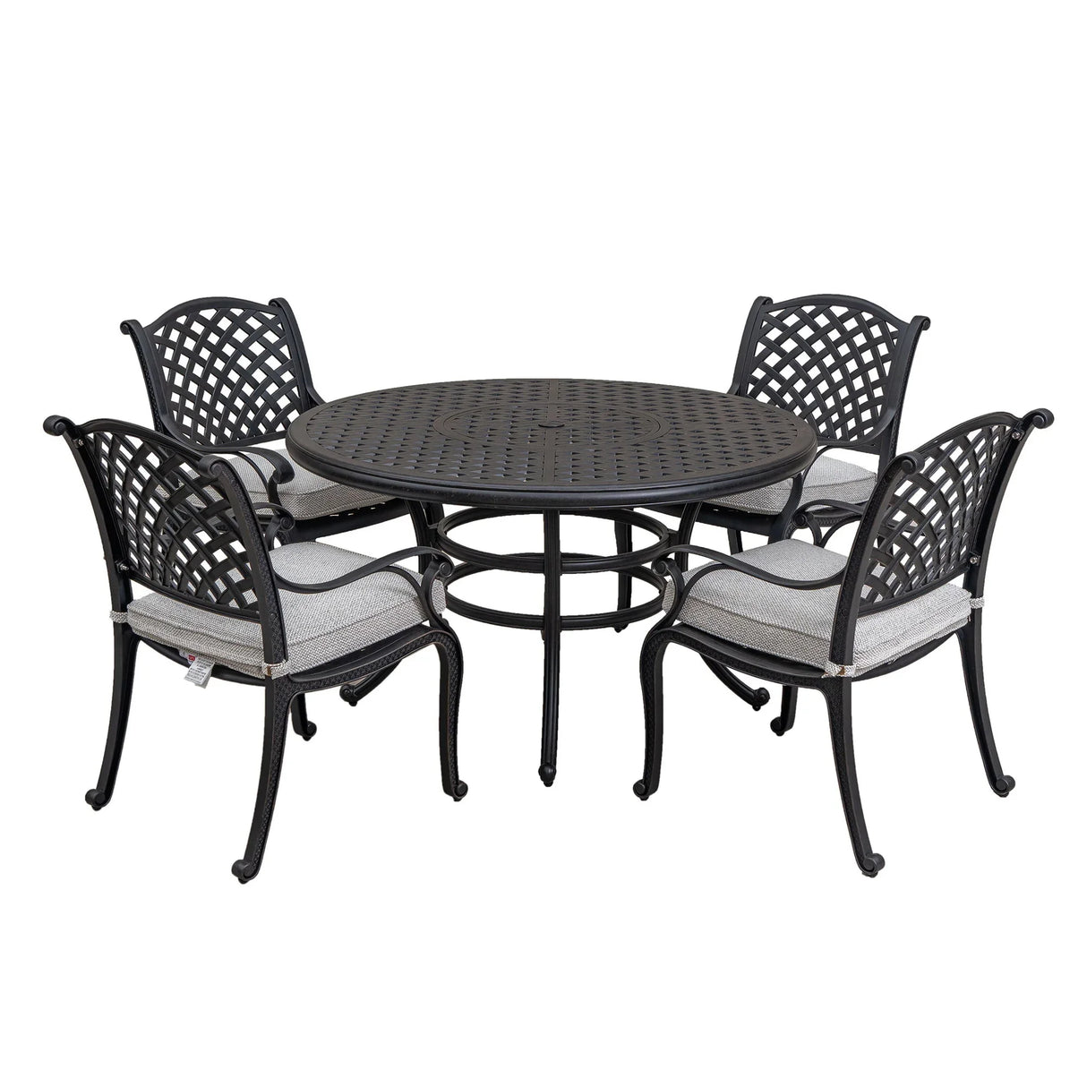 Stylish Outdoor 5 Piece Aluminum Dining Set With Cushion (4 Arm Chairs And Table) - Sandstorm - Furniture Home Direct