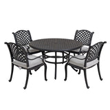 Stylish Outdoor 5 Piece Aluminum Dining Set With Cushion (4 Arm Chairs And Table) - Sandstorm - Furniture Home Direct