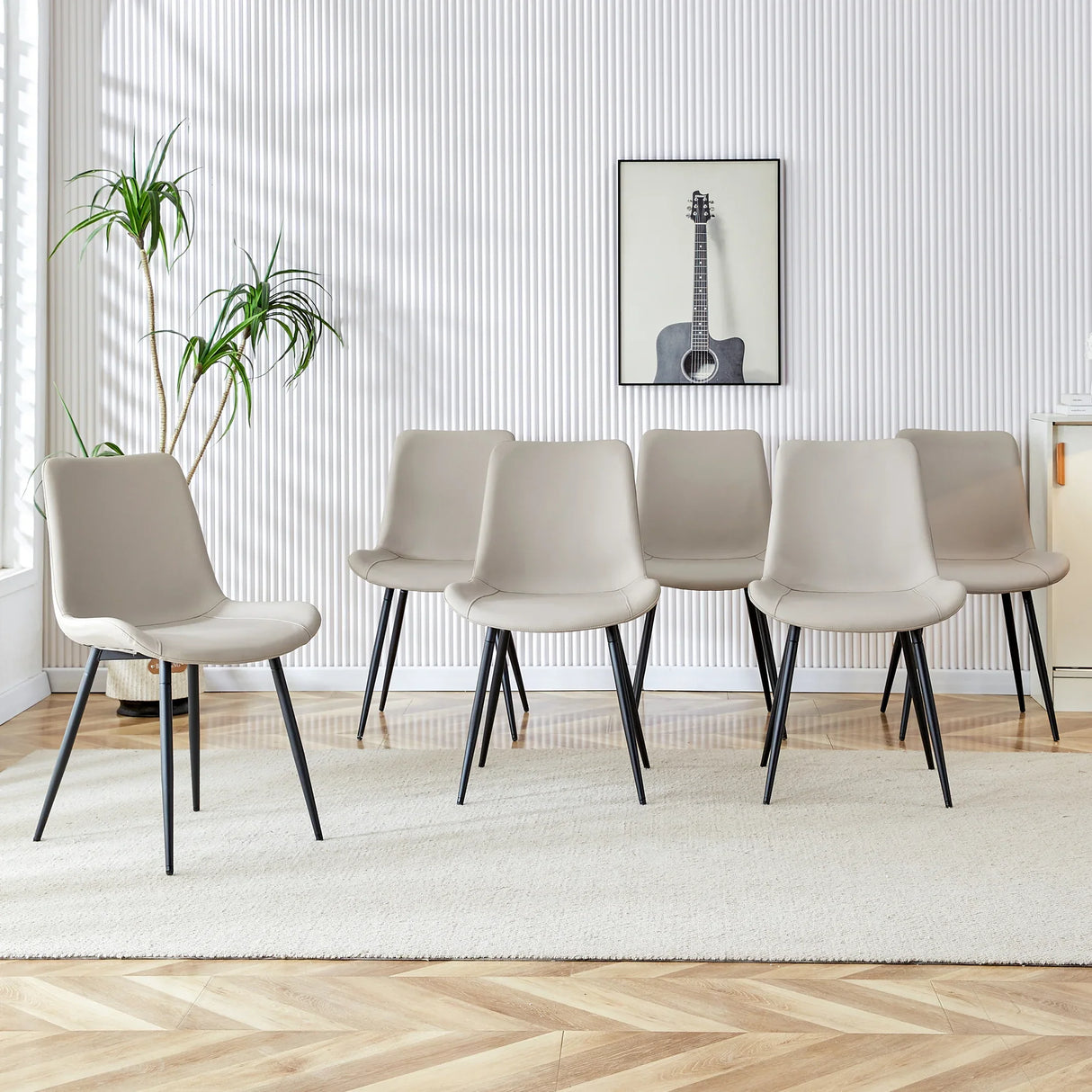 Dining Chairs Faux Leather Set Of 6 Modern Light Gray - Furniture Home Direct