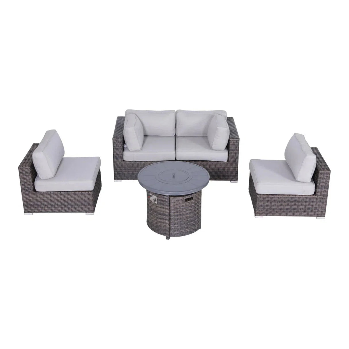 Wicker Outdoor Lounge Set With Cushions And Fire Pit - Furniture Home Direct
