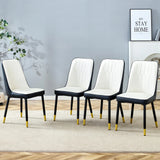 Dining Chairs Modern Two Tone Set of 4 White and Black - Furniture Home Direct