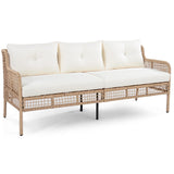 4 Piece Outdoor Patio Set with Swivel Chairs - Beige - Furniture Home Direct