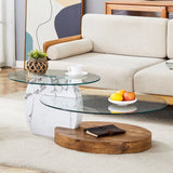 Contemporary Artistic Double Layer Coffee Table,Tempered Glass Top - Furniture Home Direct