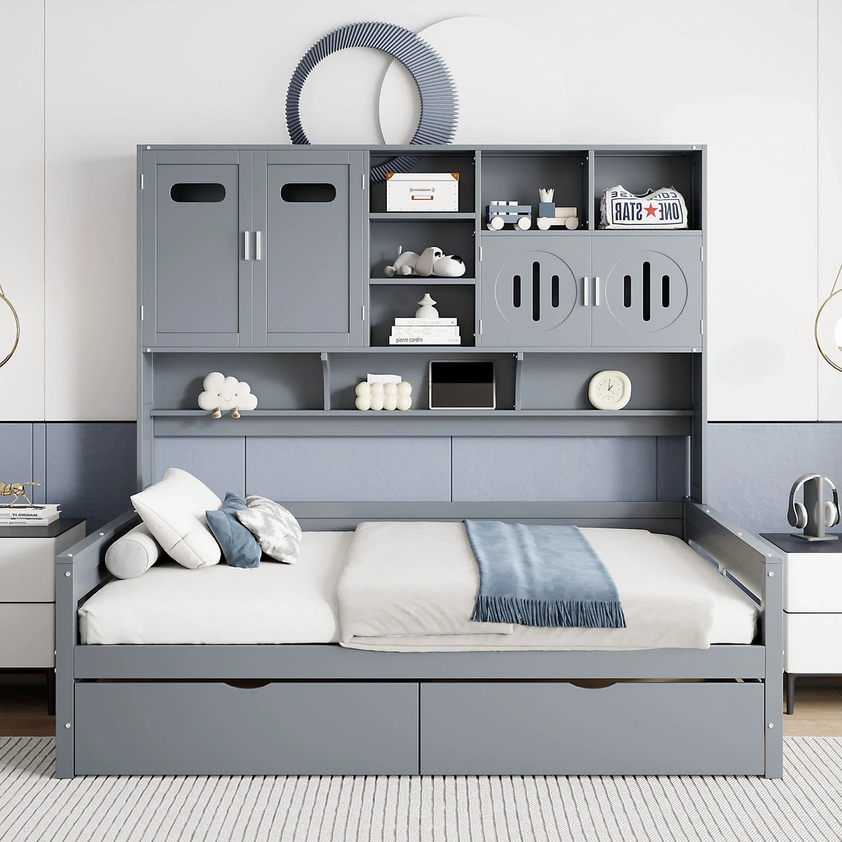 Daybed With All-In-One Cabinet And Shelf - Furniture Home Direct