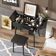 Makeup Vanity Desk With Flip Top Mirror And LED Light, Dressing Table With Charging Station, 2 Drawers And Fold Up Panel, Vanity Set With Cushioned Stool For Bedroom - Black - Furniture Home Direct