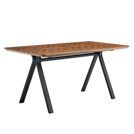 Herringbone Pattern Dining Table A Perfect Match For Modern Minimalist And Industrial Home Styles - Walnut - Furniture Home Direct