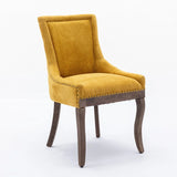 Ultra Side Dining Chair, Thickened Fabric Chairs With Neutrally Toned Solid Wood Legs, Bronze Nail Head (Set of 2) - Furniture Home Direct