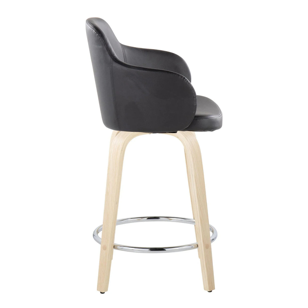 Boyne - Contemporary Fixed Height Counter Stool & Swivel With Round Footrest (Set of 2) - Furniture Home Direct