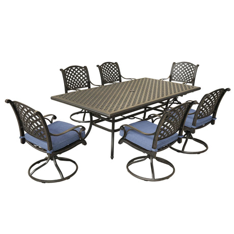 Rectangular 6 Person 85.83" Long Aluminum Dining Set With Cushions - Furniture Home Direct