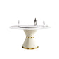 Modern Artificial Stone Round Carbon Steel Base Dining Table Stone Turntable - Furniture Home Direct