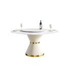 Modern Artificial Stone Round Carbon Steel Base Dining Table Stone Turntable - Furniture Home Direct